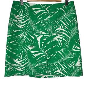 Talbots Kelly Green‎ Palm Leaves Cotton Mini Skirt Size 12 Petite Tropical